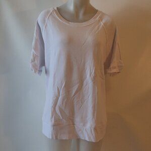 NWT Womens Christina Lehr White Short Sleeve Sweatshirt Top 3 US/L *